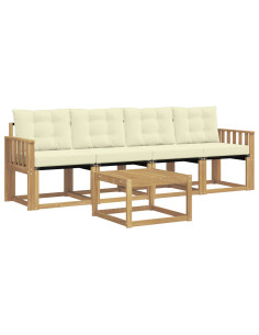 Set di divani da esterno con cuscino 5 pcs Bianco e Crema 2