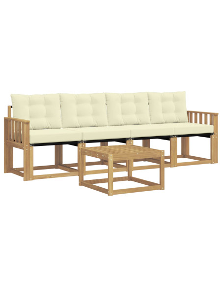 Set di divani da esterno con cuscino 5 pcs Bianco e Crema