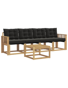 Set di divani da esterno con cuscino 5 pcs Bianco e Nero 2