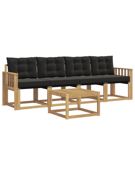 Set di divani da esterno con cuscino 5 pcs Bianco e Nero