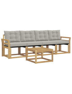 Set di divani da esterno 5 pcs Bianco e Grigio Chiaro 2