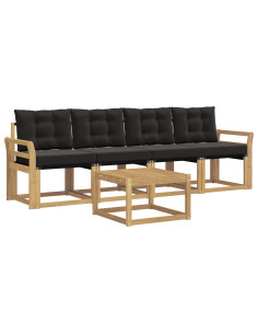 Set di divani da esterno con cuscino 5 pcs Bianco e Nero 2