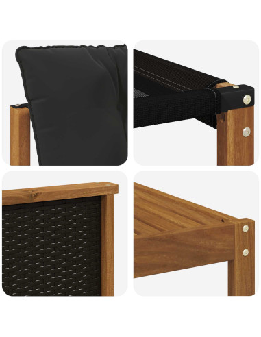 Set di divani da esterno con cuscino 5 pcs Naturale e Nero