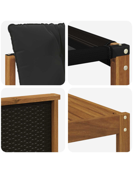Set di divani da esterno con cuscino 5 pcs Naturale e Nero