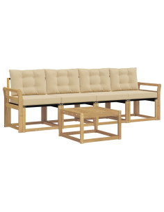 Set di divani da esterno con cuscino 5 pcs Bianco e Beige 2