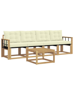 Set di divani da esterno con cuscino 5 pcs Bianco e Crema 2