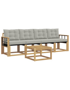 Set di divani da esterno 5 pcs Bianco e Grigio Chiaro 2