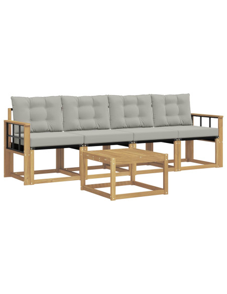 Set di divani da esterno 5 pcs Bianco e Grigio Chiaro
