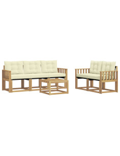 Set di divani da esterno con cuscino 6 pcs Bianco e Crema 2