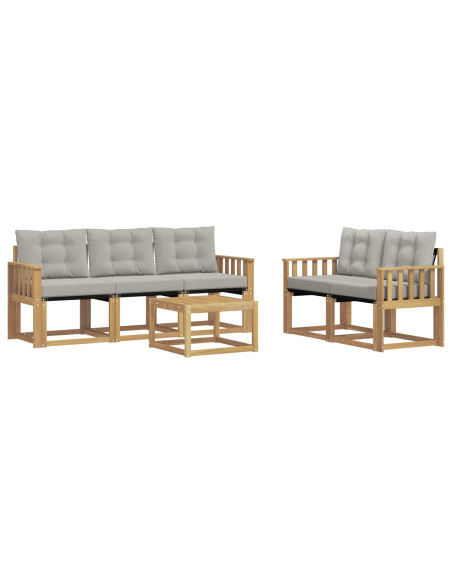 Set di divani da esterno 6 pcs Bianco e Grigio Chiaro