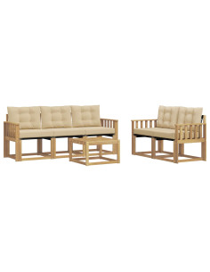 Set di divani da esterno con cuscino 6 pcs Bianco e Beige 2
