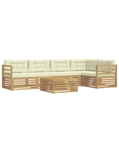 Set di divani da esterno 6 pcs Bianco e Crema Poliestere