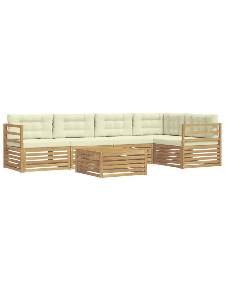 Set di divani da esterno 6 pcs Bianco e Crema Poliestere