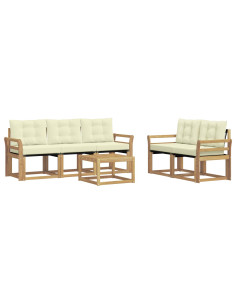 Set di divani da esterno con cuscino 6 pcs Bianco e Crema 2
