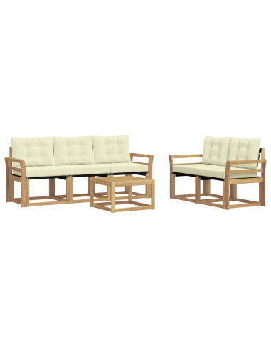 Set di divani da esterno con cuscino 6 pcs Bianco e Crema