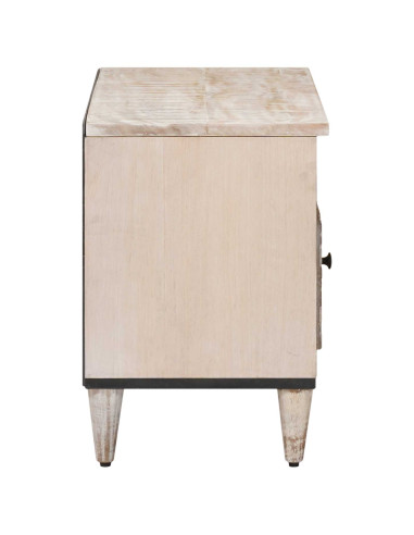 Mobile TV Bianco 80 x 33,5 x 46 cm Legno di mango massello
