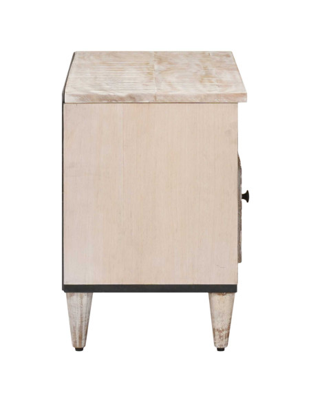 Mobile TV Bianco 80 x 33,5 x 46 cm Legno di mango massello
