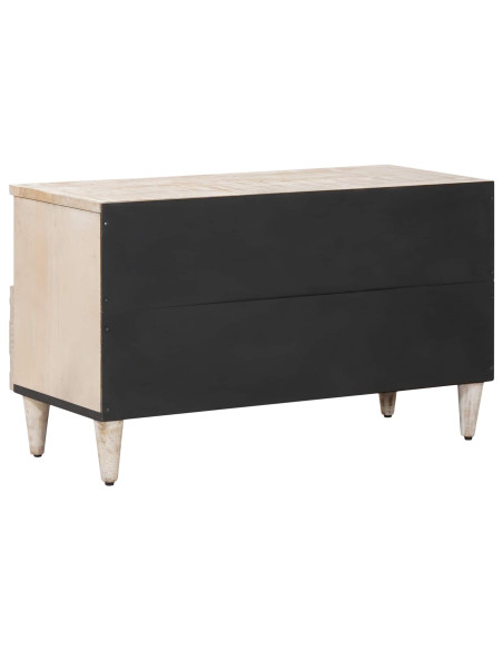 Mobile TV Bianco 80 x 33,5 x 46 cm Legno di mango massello