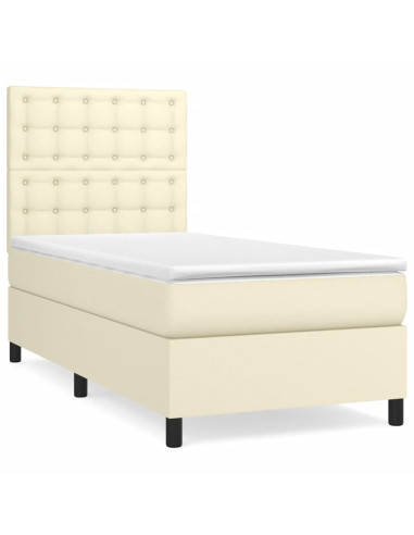 Giroletto a Molle con Materasso Crema 90x190 cm in Similpelle
