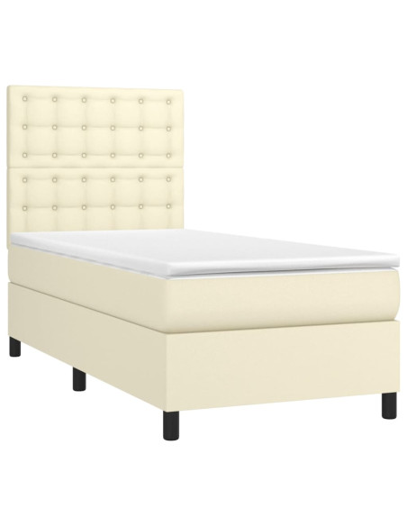 Giroletto a Molle con Materasso Crema 90x190 cm in Similpelle