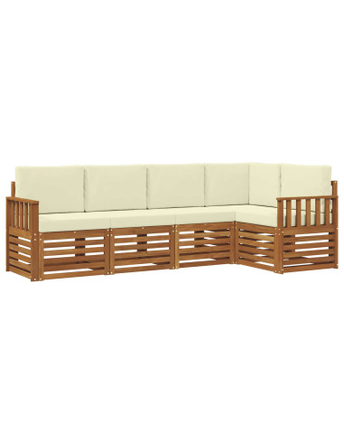 Set divani 5 pcs Naturale e Crema Legno di Acacia Massello