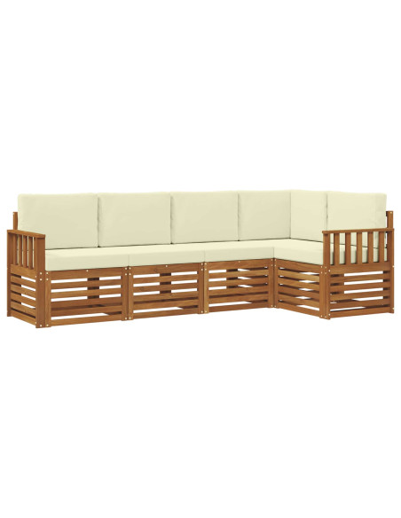 Set divani 5 pcs Naturale e Crema Legno di Acacia Massello