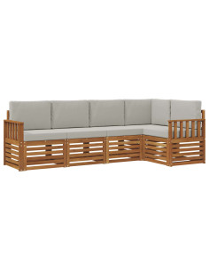 Set divani con cuscino 5 pcs Grigio Naturale e Chiaro 2