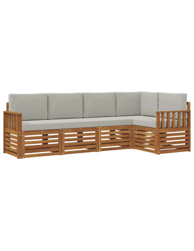 Set divani con cuscino 5 pcs Grigio Naturale e Chiaro