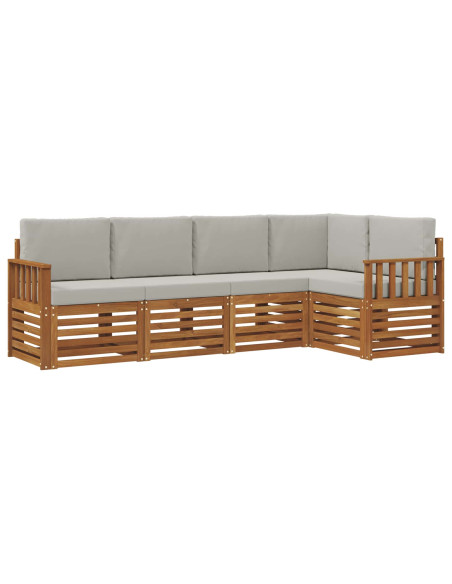 Set divani con cuscino 5 pcs Grigio Naturale e Chiaro