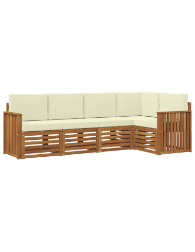 Set divani 5 pcs Naturale e Crema Legno di Acacia Massello
