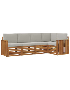 Set divani con cuscino 5 pcs Grigio Naturale e Chiaro 2