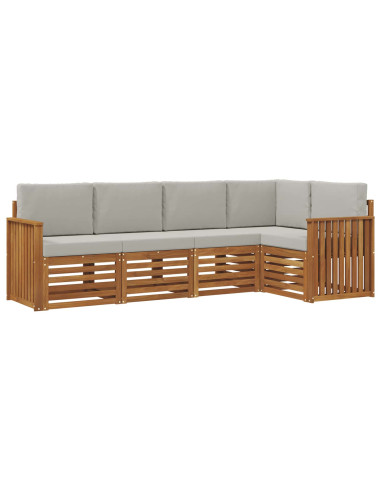 Set divani con cuscino 5 pcs Grigio Naturale e Chiaro