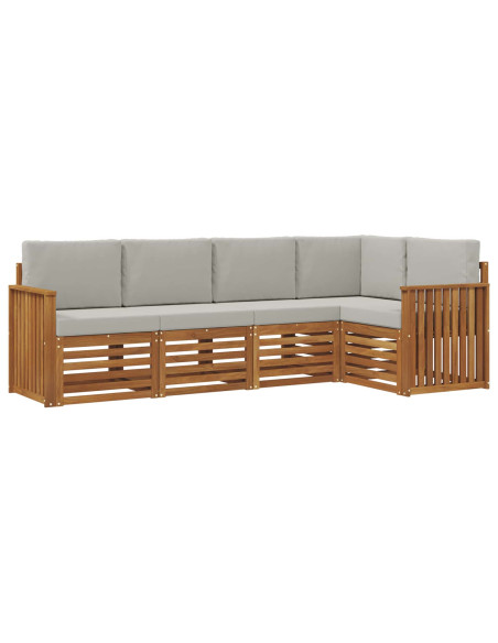 Set divani con cuscino 5 pcs Grigio Naturale e Chiaro
