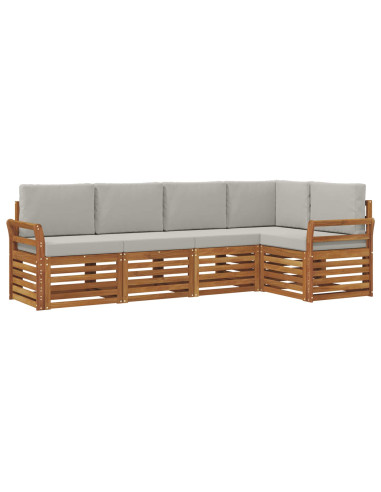 Set divani con cuscino 5 pcs Grigio Naturale e Chiaro