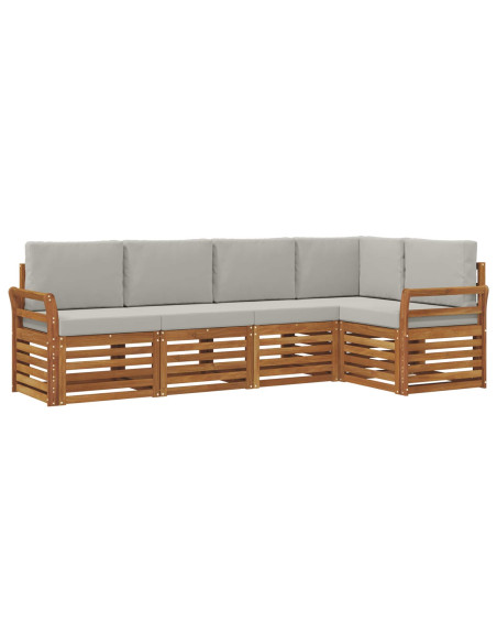 Set divani con cuscino 5 pcs Grigio Naturale e Chiaro