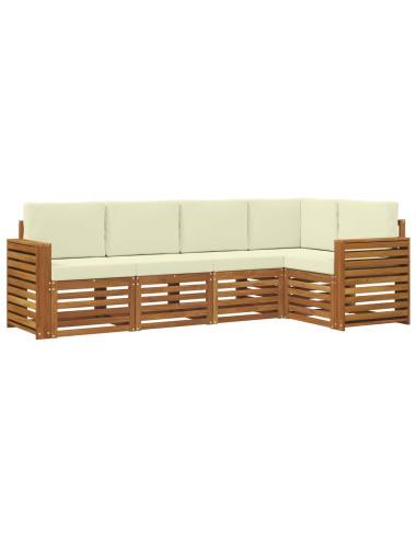 Set divani 5 pcs Naturale e Crema Legno di Acacia Massello
