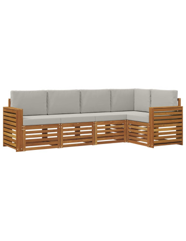 Set divani con cuscino 5 pcs Grigio Naturale e Chiaro