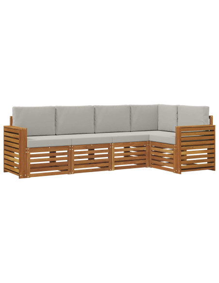 Set divani con cuscino 5 pcs Grigio Naturale e Chiaro