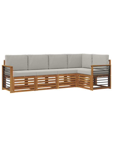 Set divani con cuscino 5 pcs Grigio Naturale e Chiaro