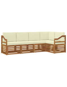 Set divani 5 pcs Naturale e Crema Legno di Acacia Massello 2