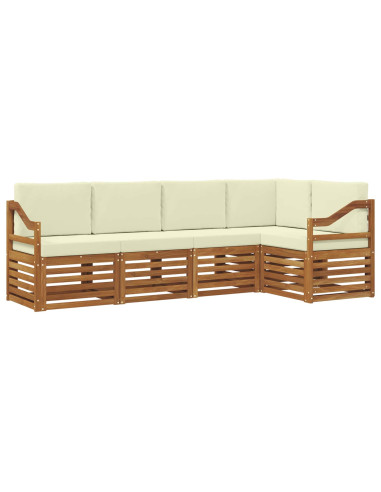 Set divani 5 pcs Naturale e Crema Legno di Acacia Massello