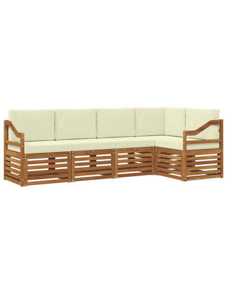 Set divani 5 pcs Naturale e Crema Legno di Acacia Massello