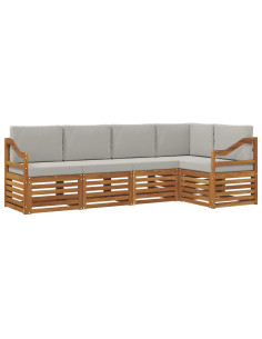 Set divani con cuscino 5 pcs Grigio Naturale e Chiaro 2