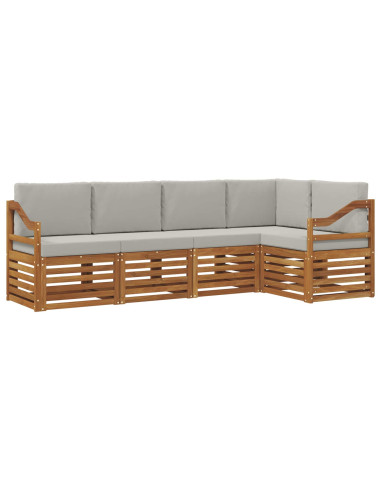 Set divani con cuscino 5 pcs Grigio Naturale e Chiaro