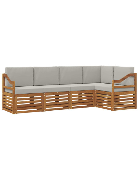 Set divani con cuscino 5 pcs Grigio Naturale e Chiaro