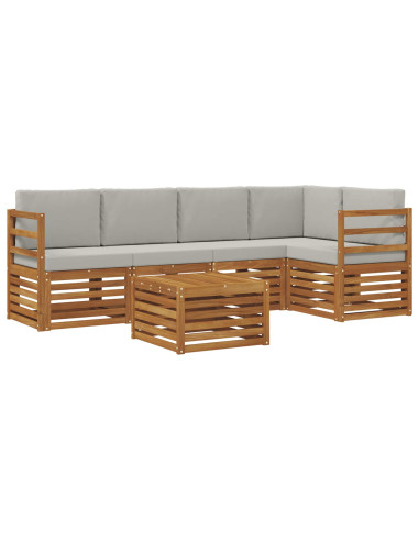 Set divani con cuscino 6 pcs Grigio Naturale e Chiaro