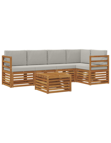 Set divani con cuscino 6 pcs Grigio Naturale e Chiaro