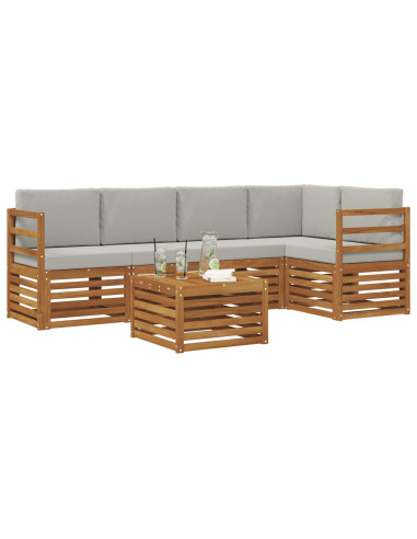 Set divani con cuscino 6 pcs Grigio Naturale e Chiaro