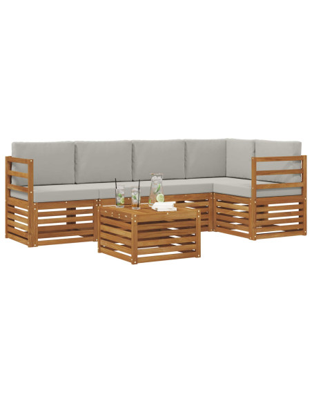 Set divani con cuscino 6 pcs Grigio Naturale e Chiaro