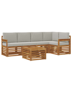 Set divani con cuscino 6 pcs Grigio Naturale e Chiaro 2